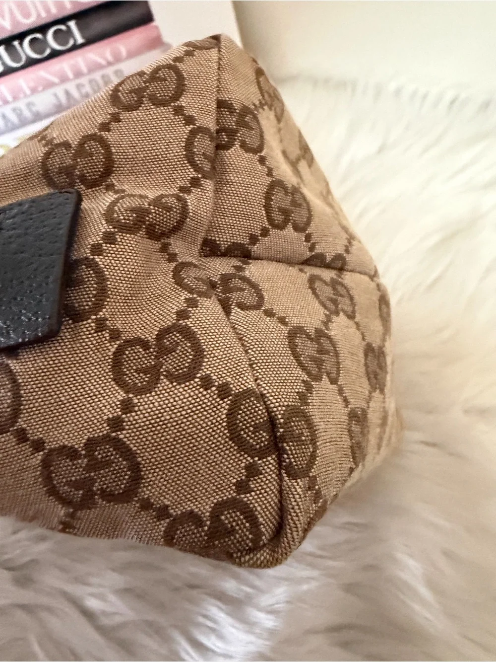 Gucci Brown GG Canvas Mini Boston Style Top-Handle Bag.